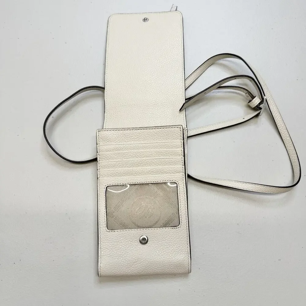 Brighton Interlok Phone Organizer Celtic Silver Hardware Cream Woven Leather